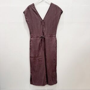 Anthropologie Cloth & Stone Brown V-Neck Button Front Wide Leg Jumpsuit Small